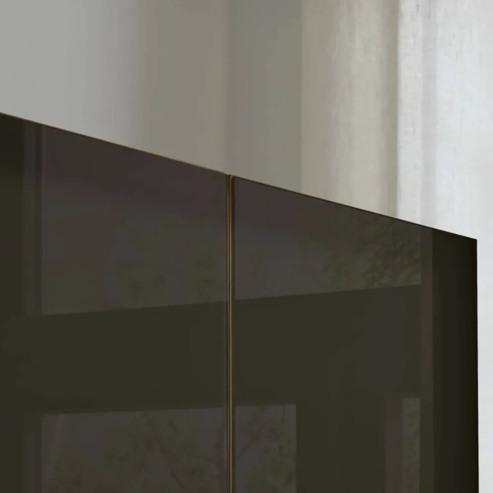 Wohnen 6-türiger Schrank mit Glas Dunkelbraun - Hung