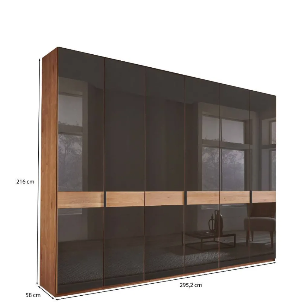 Wohnen 6-türiger Schrank mit Glas Dunkelbraun - Hung