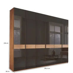 Wohnen 6-türiger Schrank mit Glas Dunkelbraun - Hung