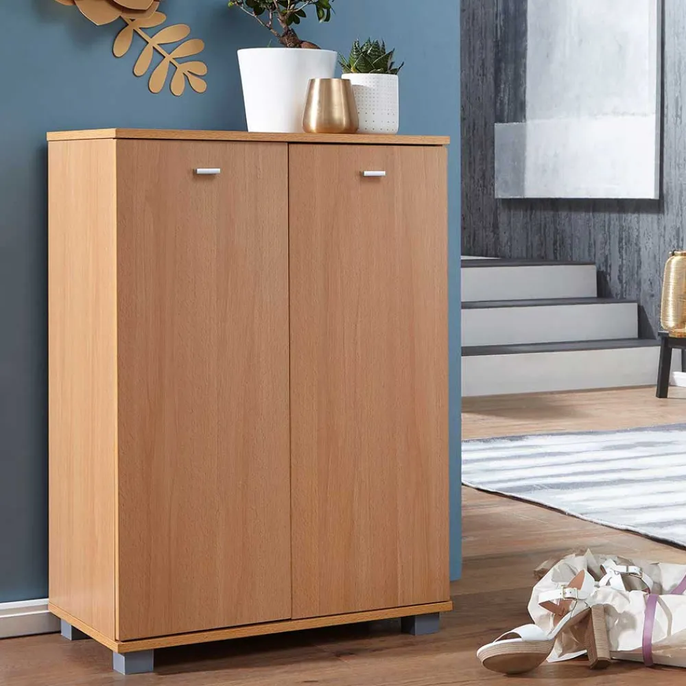 Wohnen Schuhschränke*2-türiger Schuhschrank in Buche Dekor - Sagemini