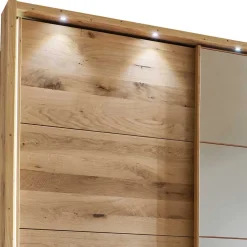 Wohnen 4-türiger Schwebetürenschrank in Eiche Bianco - Brownie