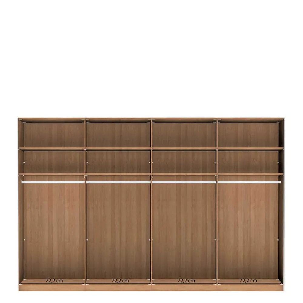 Wohnen 4-türiger Schwebetürenschrank in Eiche Bianco - Brownie