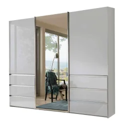 Wohnen 3-türiger Schwebetürenschrank in Weiß mit Spiegel - Amelie