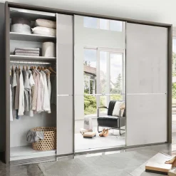 Wohnen Braune Möbel|Glasmöbel*3-türiger Schwebetürenschrank mit Passepartout - Ostranca