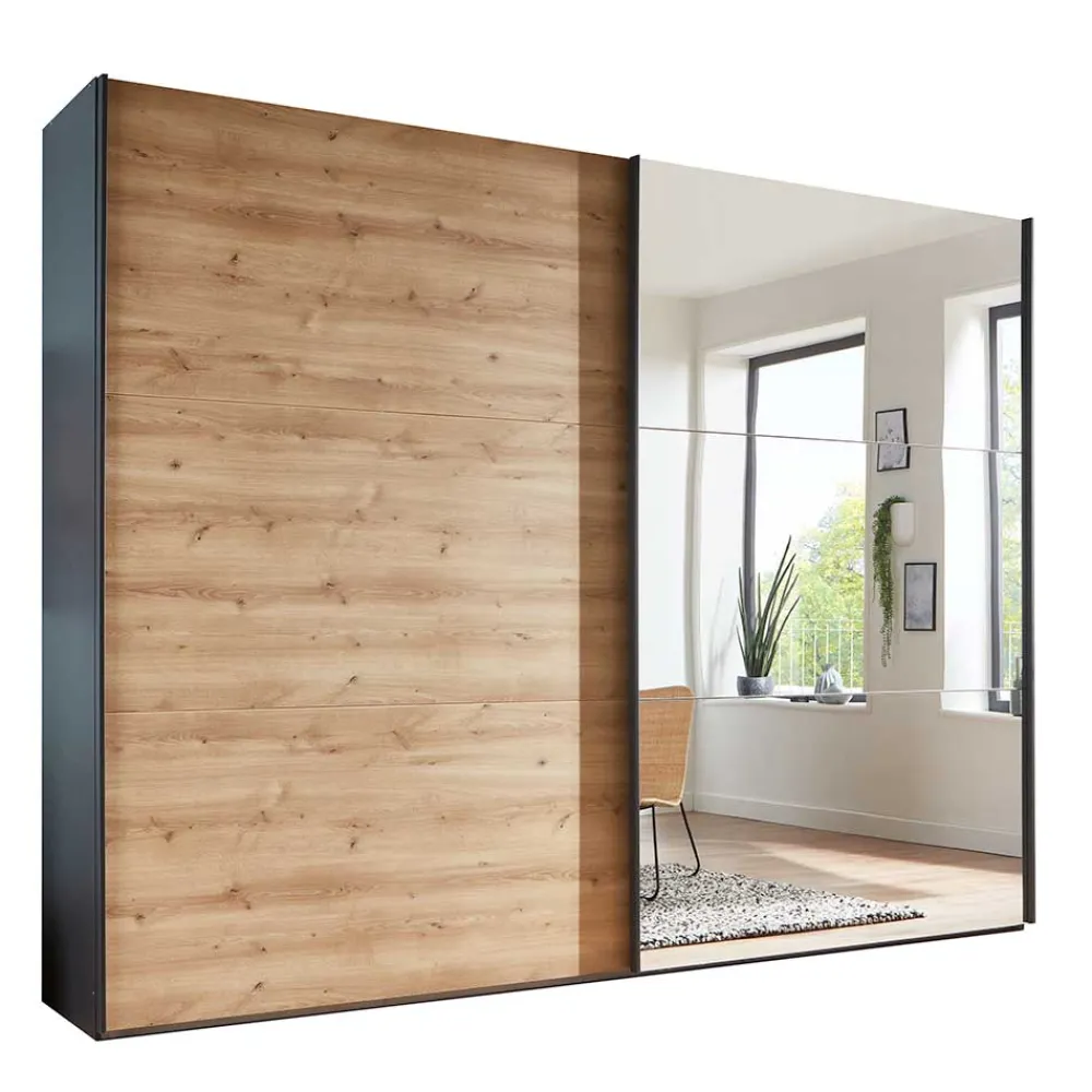 Wohnen 2-türiger Schwebetürenschrank mit Spiegel - Checky