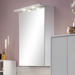 Wohnen 1-türiger Spiegelschrank fürs Bad in Weiß - Nuszaleva