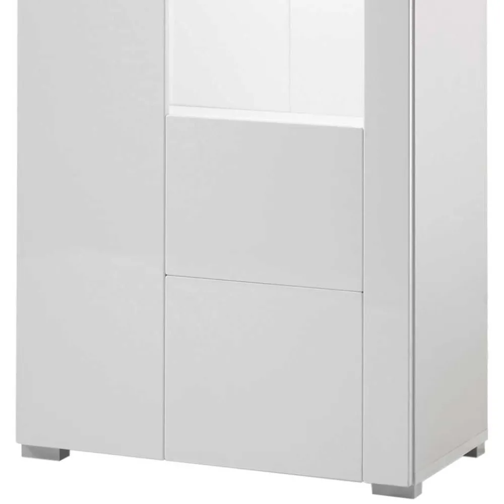 Wohnen 1-türiger Vitrinenschrank in Weiß Hochglanz - Timmona