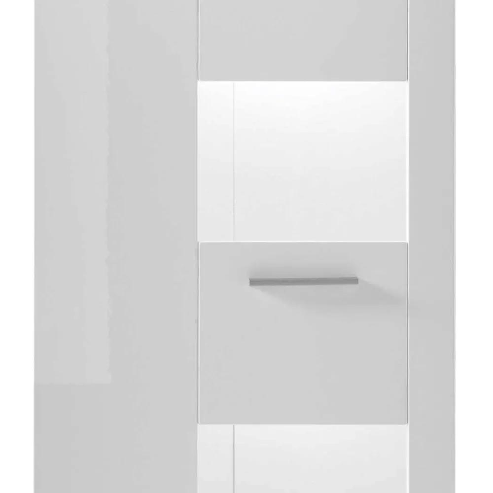 Wohnen 1-türiger Vitrinenschrank in Weiß Hochglanz - Timmona