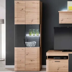 Wohnen Glasmöbel|Wohnzimmerschränke*2-türiger Vitrinenschrank modern - Vecenda