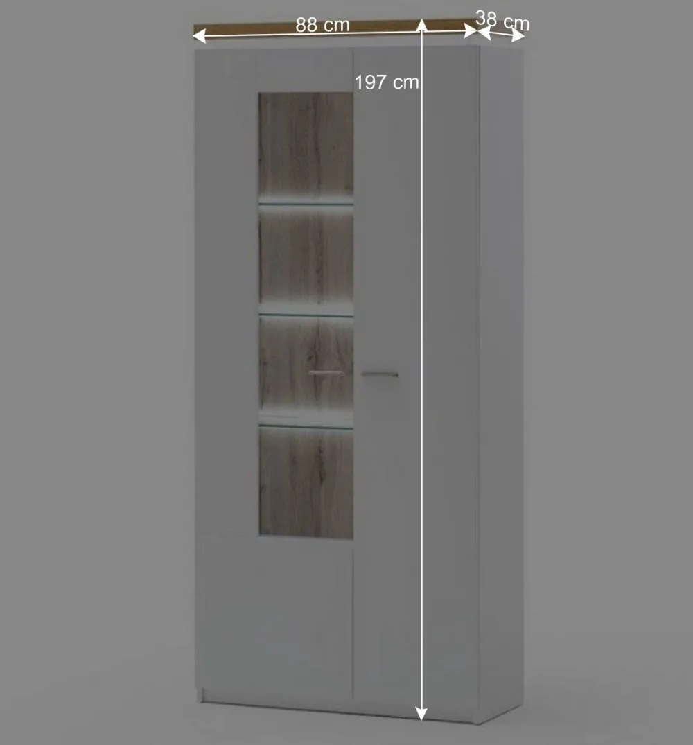 Wohnen Vitrinen|Wohnzimmer-Vitrinen*2-türiger Wohnzimmer Schrank mit Glaseinsatz & LED - Caldri