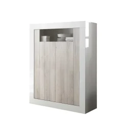 Wohnen 2-türiges Highboard in Dekor Pinie Weiß - Merenda