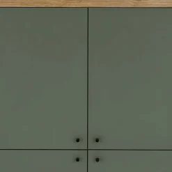 Wohnen 4-türiges Highboard in Graugrün und Wildeiche - Oliva