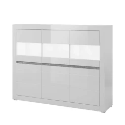 Wohnen 6-türiges Highboard in Weiß Hochglanz Mextra & Beton Dekor