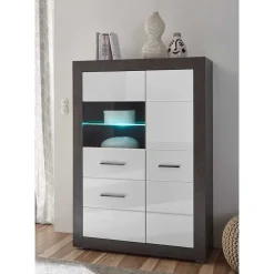 Wohnen 3-türiges Highboard mit Glas Einsatz - Istensa