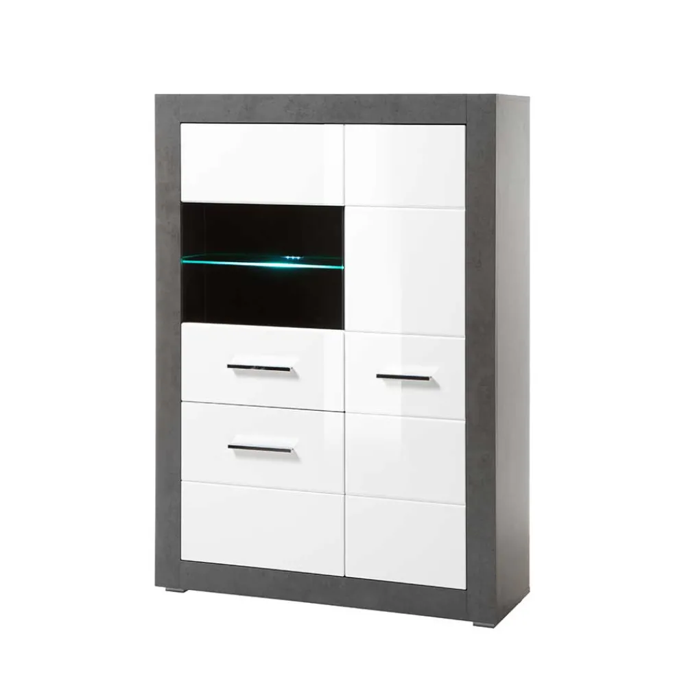 Wohnen 3-türiges Highboard mit Glas Einsatz - Istensa