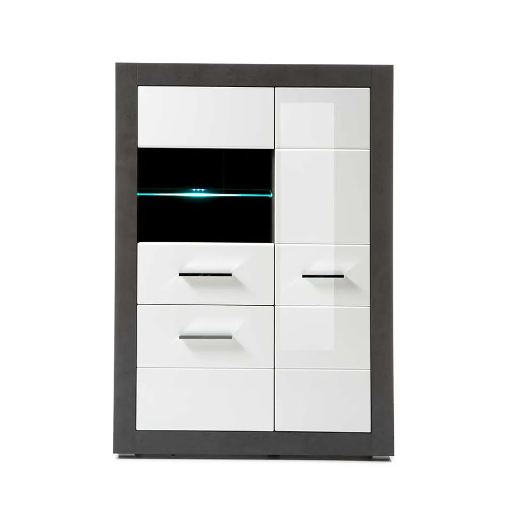 Wohnen 3-türiges Highboard mit Glas Einsatz - Istensa