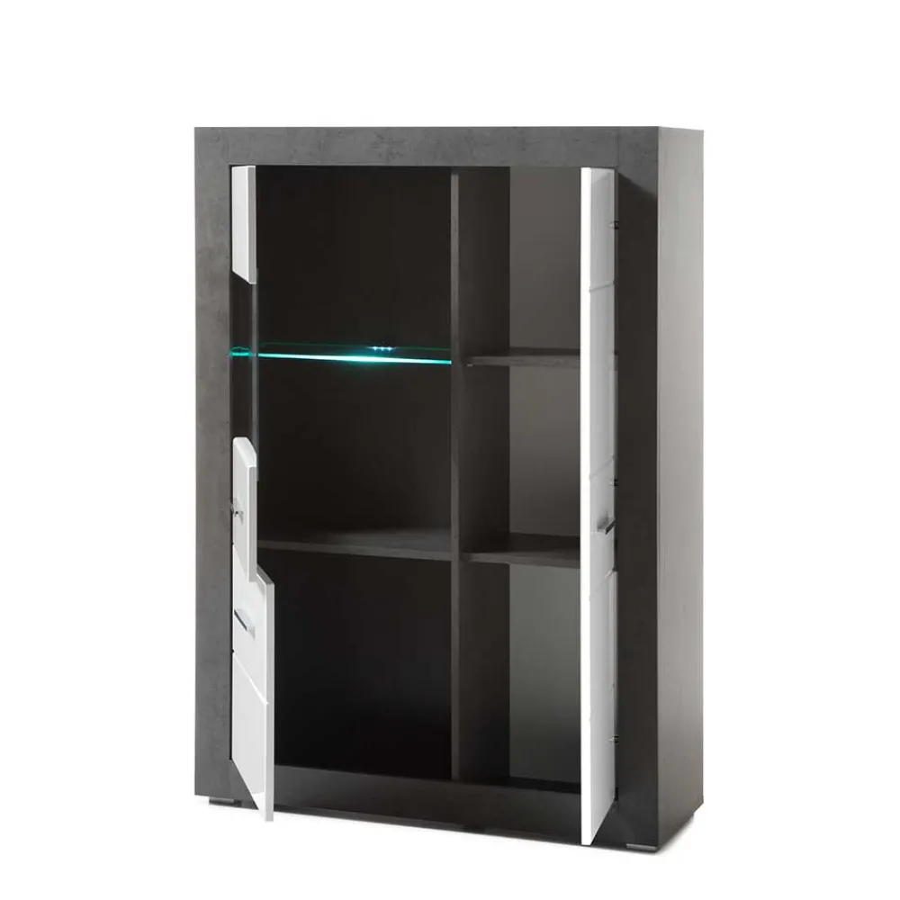 Wohnen 3-türiges Highboard mit Glas Einsatz - Istensa
