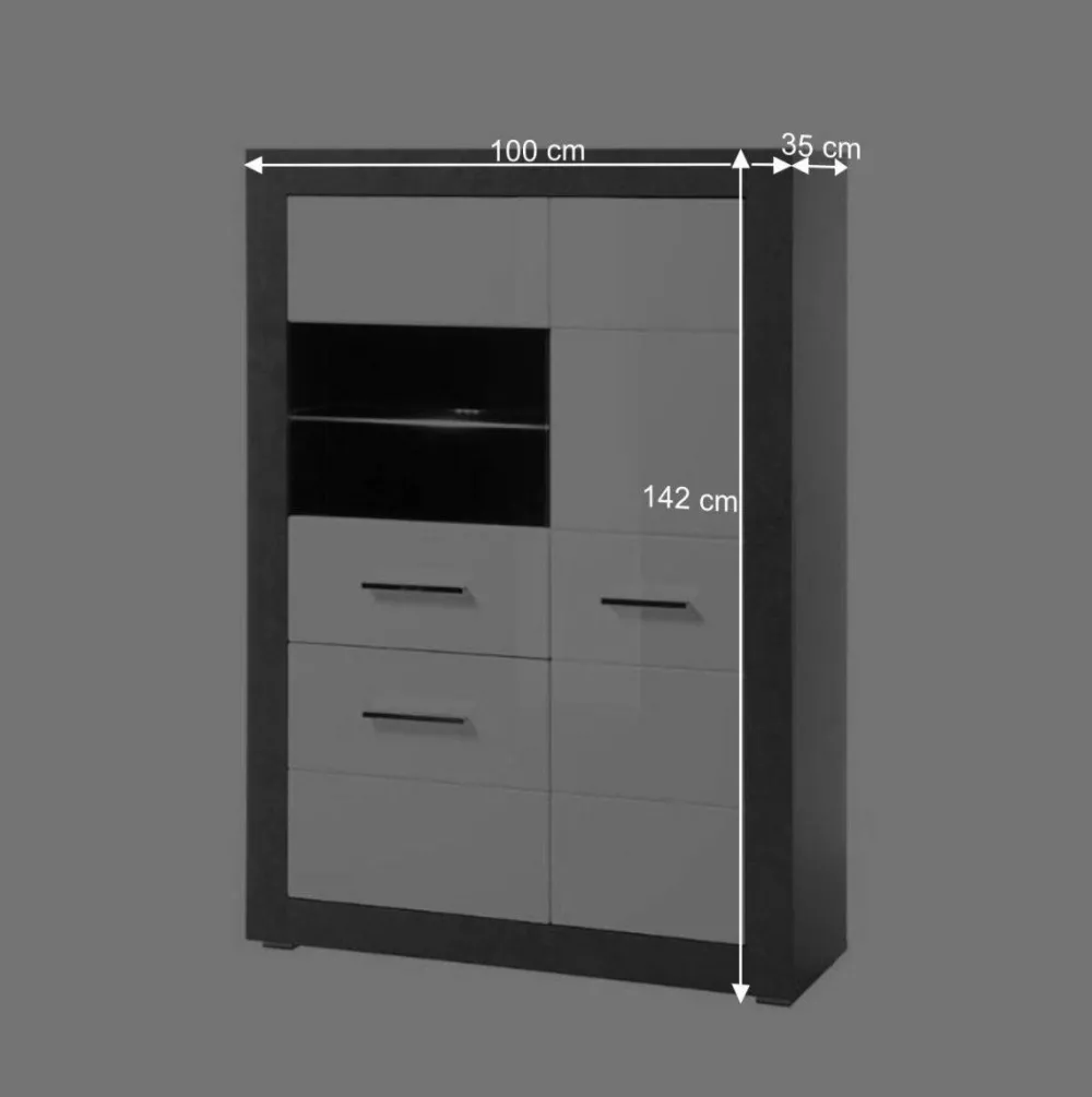 Wohnen 3-türiges Highboard mit Glas Einsatz - Istensa