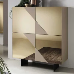 Wohnen 4-türiges Highboard mit Spiegelglas in Bronze - Razepta