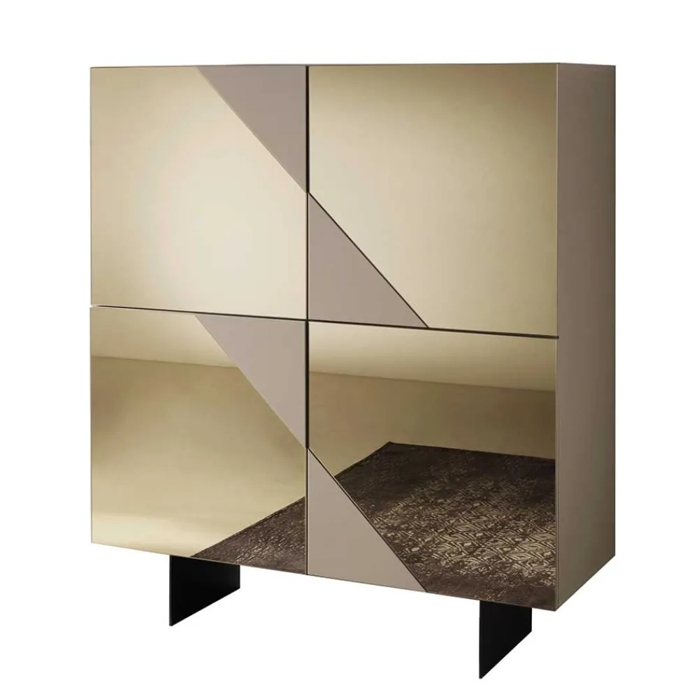 Wohnen 4-türiges Highboard mit Spiegelglas in Bronze - Razepta