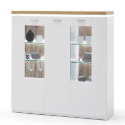 Wohnen 3-türiges Highboard Vitrine beleuchtet LED - Caldri