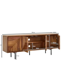 Wohnen 4-türiges Massivholz Sideboard 140 cm breit - Surin