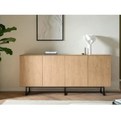Wohnen 4-türiges Sideboard in Eiche Stone - Jaskin