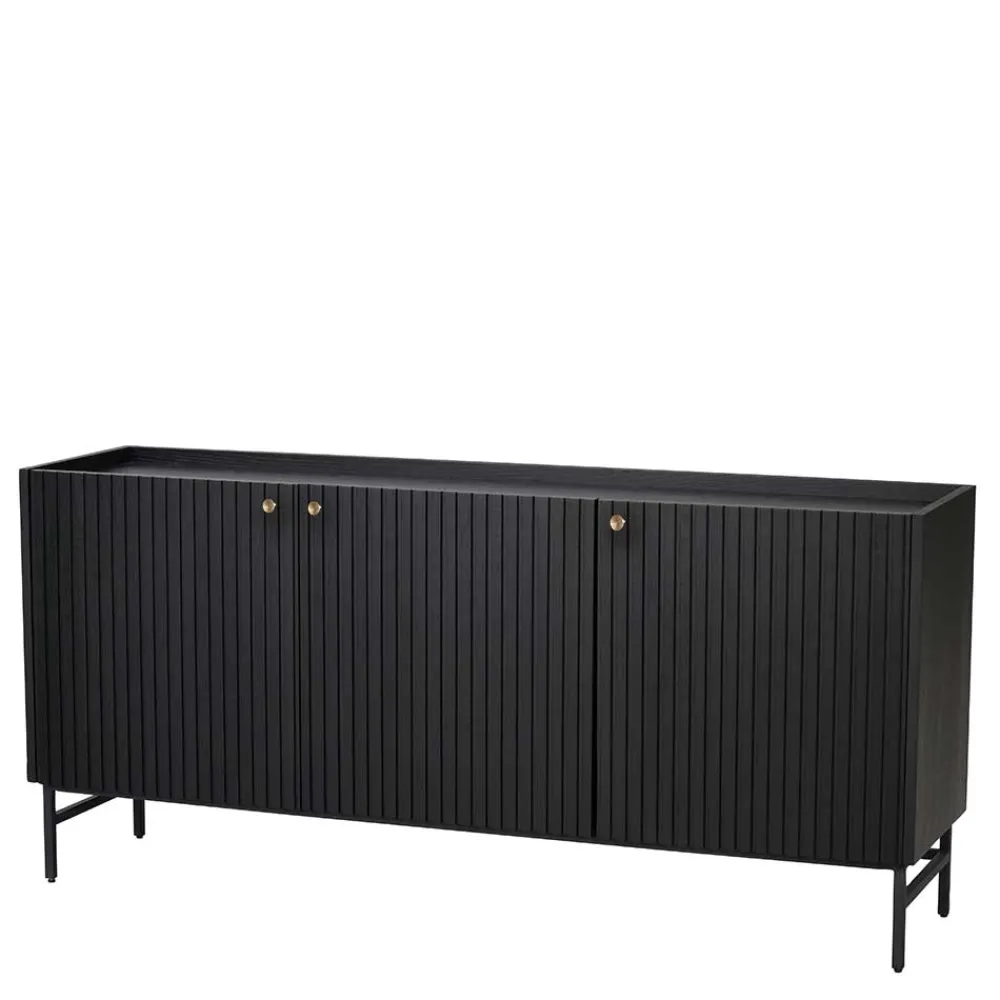 Wohnen Sideboards & Kommoden|Wohnzimmerschränke*3-türiges Sideboard in Schwarz - Hemorian