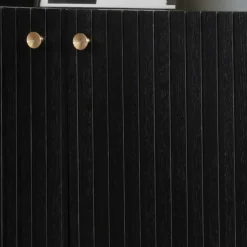 Wohnen Sideboards & Kommoden|Wohnzimmerschränke*3-türiges Sideboard in Schwarz - Hemorian