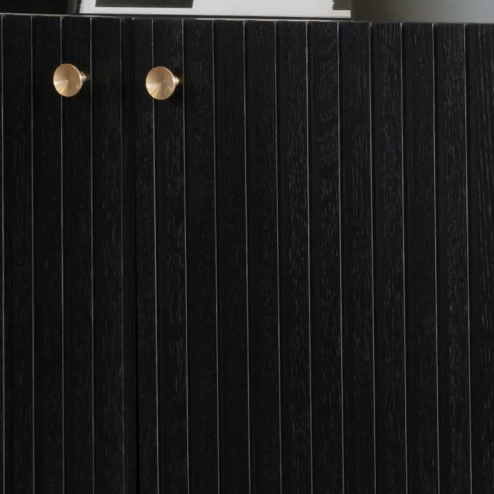 Wohnen Sideboards & Kommoden|Wohnzimmerschränke*3-türiges Sideboard in Schwarz - Hemorian