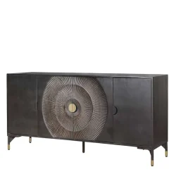 Wohnen 4-türiges Sideboard in Schwarz und Messing - Alkatar