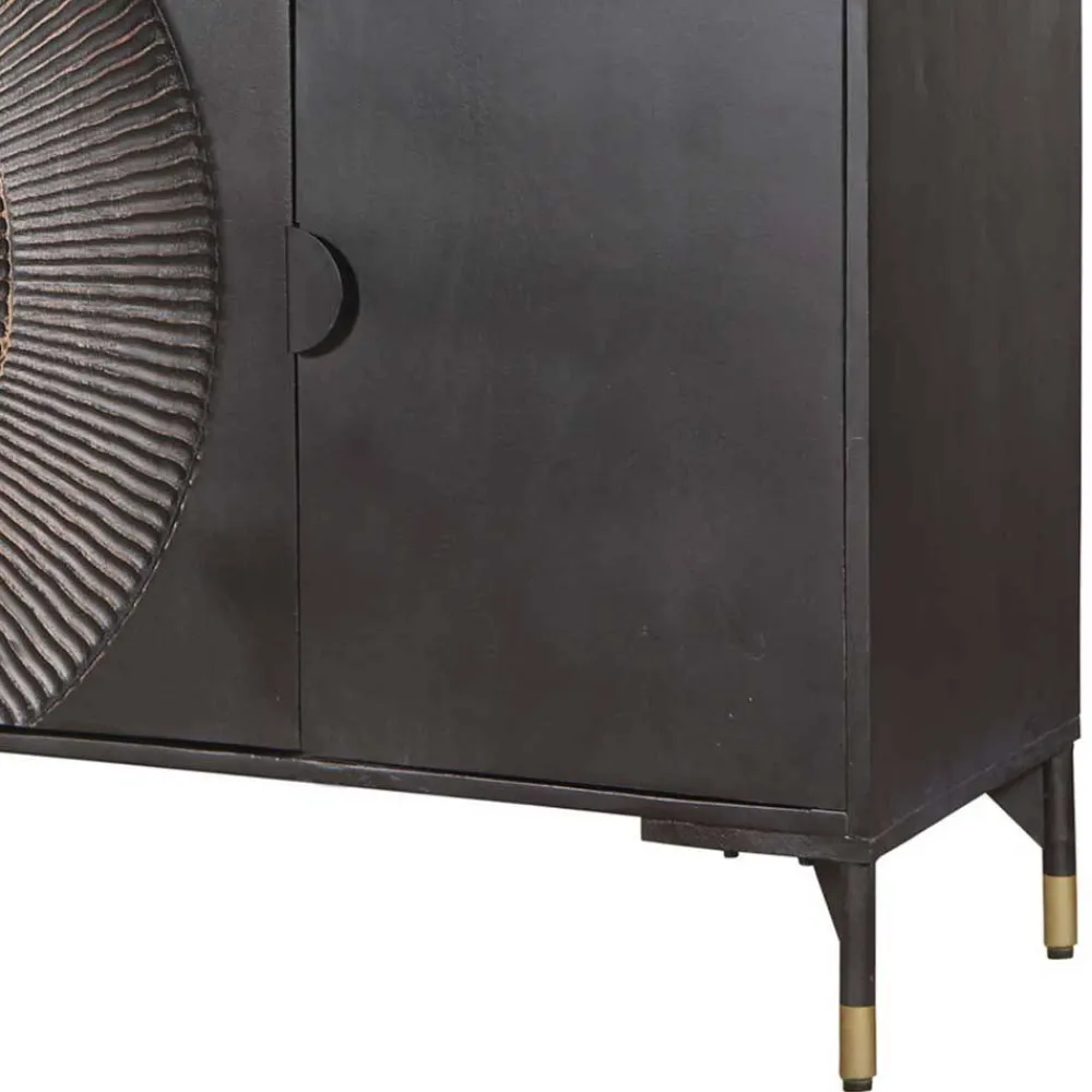 Wohnen 4-türiges Sideboard in Schwarz und Messing - Alkatar