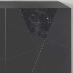 Wohnen Küchenschränke|Designermöbel*3-türiges Sideboard mit Marmor Einsätzen Schwarz - Wakes