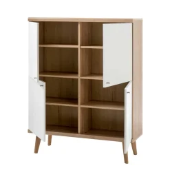 Wohnen 4-türiges Skandi Highboard in Weiß & Eiche - Cablos