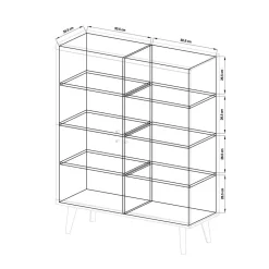 Wohnen 4-türiges Skandi Highboard in Weiß & Eiche - Cablos