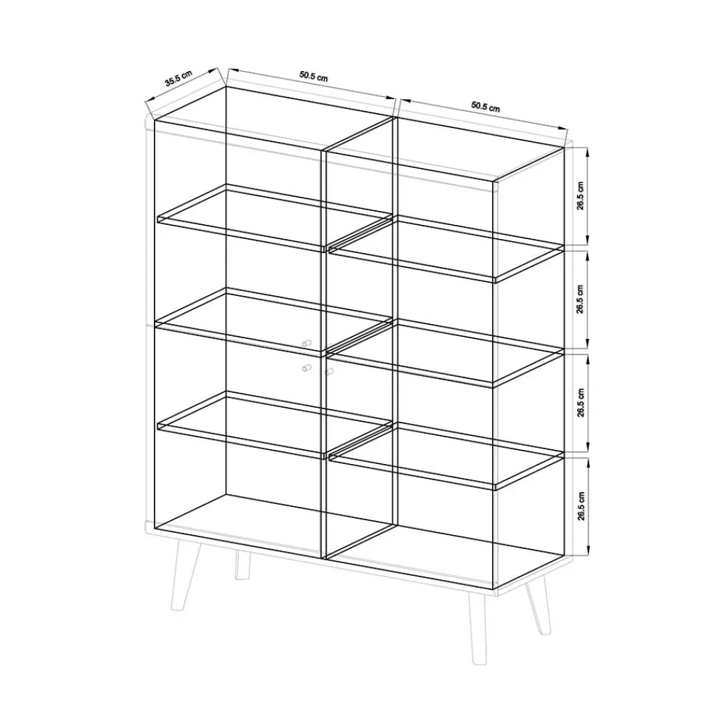 Wohnen 4-türiges Skandi Highboard in Weiß & Eiche - Cablos