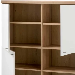 Wohnen 4-türiges Skandi Highboard in Weiß & Eiche - Cablos