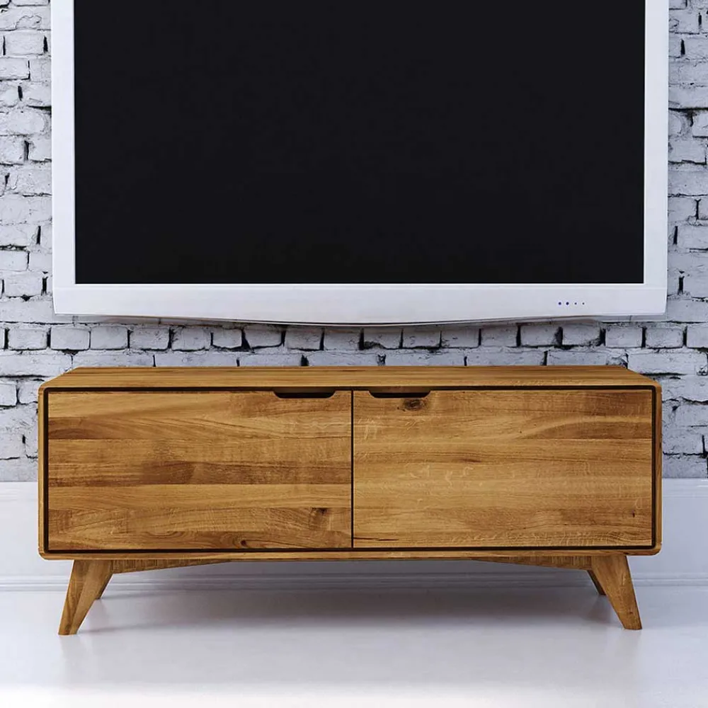 Wohnen 2-türiges TV Lowboard aus Holz Wildeiche - Eavy I