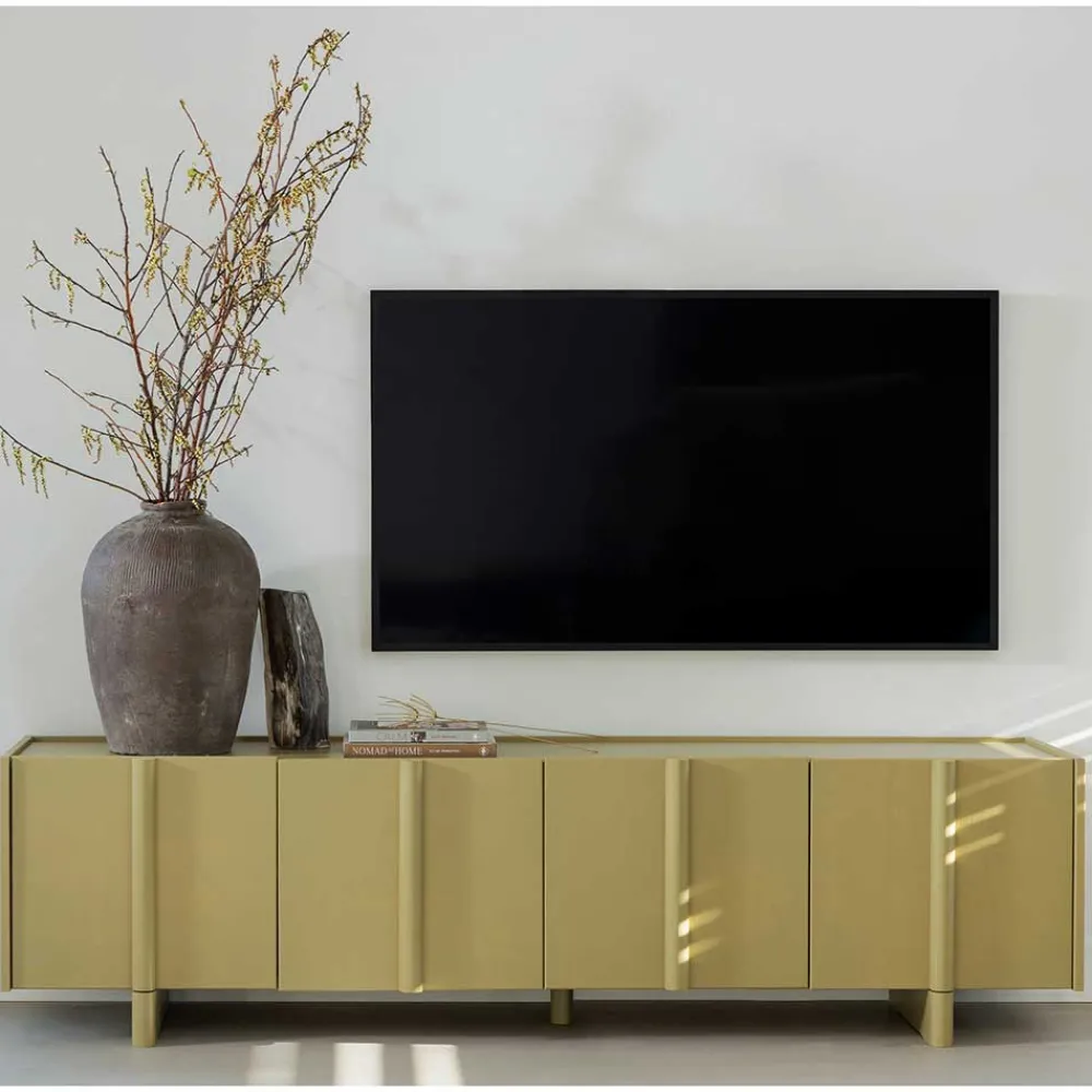 Wohnen Tv & Hifi-Möbel|Tv & Hifi-Möbel*4-türiges TV Lowboard in Khaki - Biledda