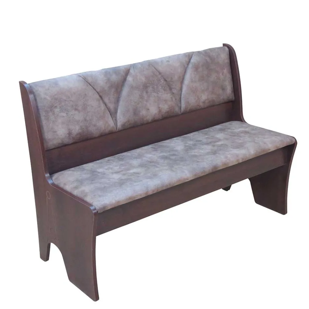 Wohnen Küchenbänke|Esszimmerbänke*Truhenbank in Nussbaum Dunkel Croama mit Microfaser Hellbraun