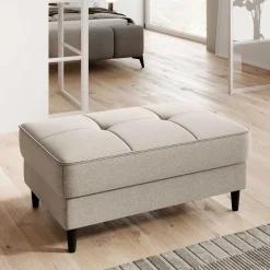 Wohnen Truhen-Polsterhocker in Cremeweiß Stoff - Philippe