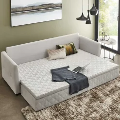 Wohnen TTF Ausziehcouch in Hellgrau Stoff - Cyras