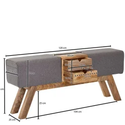 Wohnen Turnbock Design Bank mit zwei Schubladen - Ruamantico