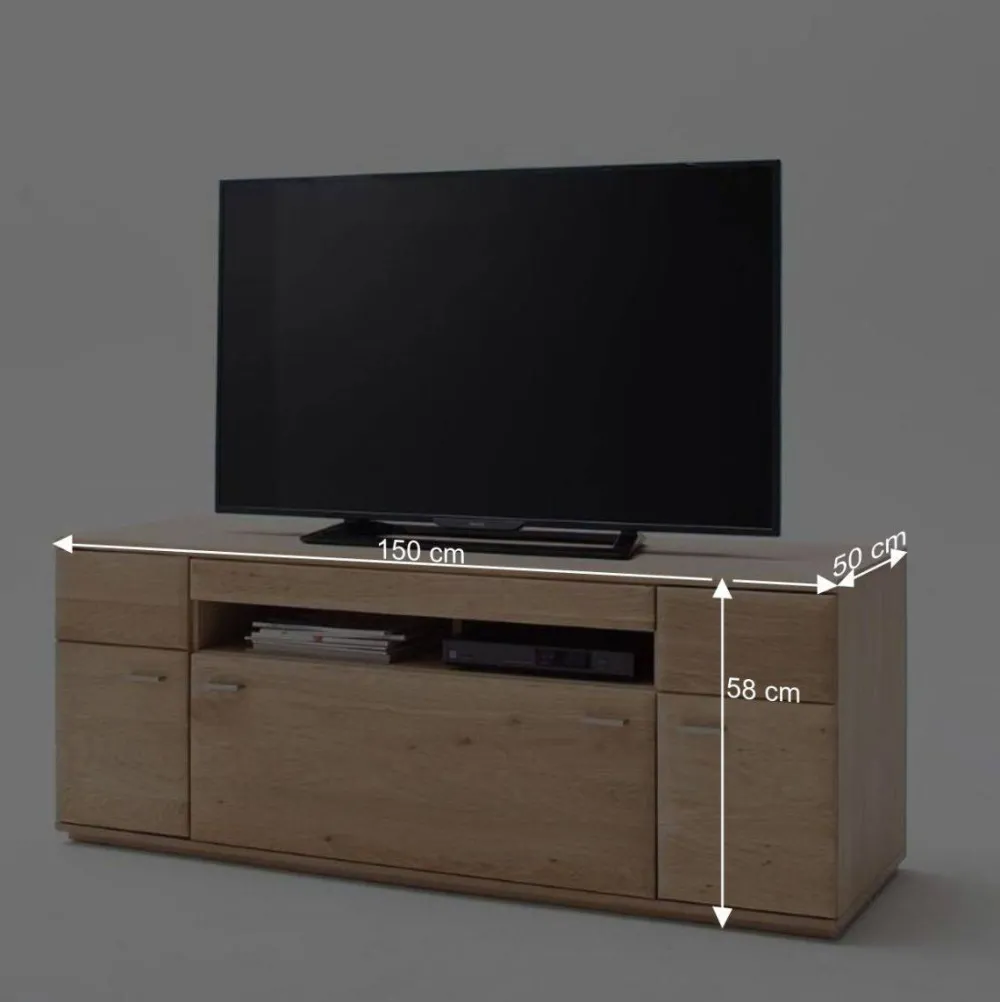 Wohnen Sideboards & Kommoden|Tv & Hifi-Möbel*TV Bank in Eiche Bianco teilmassiv Pontros 2-türig