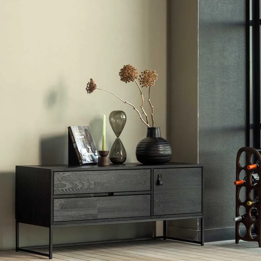 Wohnen TV Board - teilmassiv in Schwarz - Almery