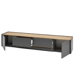 Wohnen Graue Möbel|Wohnzimmerschränke*TV Board & Wandpaneel Set - Ahilav (zweiteilig)