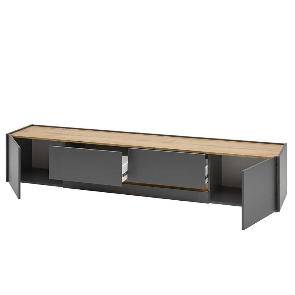Wohnen Graue Möbel|Wohnzimmerschränke*TV Board & Wandpaneel Set - Ahilav (zweiteilig)