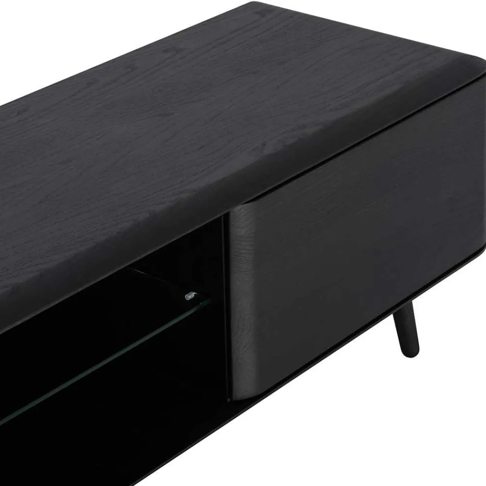 Wohnen Retro Möbel|Sideboards & Kommoden*TV Board aus Eiche geschliffen & Schwarz geölt - Asnes