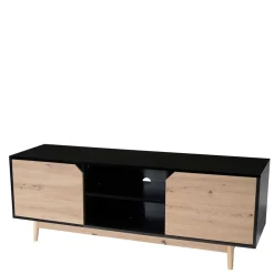 Wohnen TV Board in Eiche und Schwarz - Heraklion