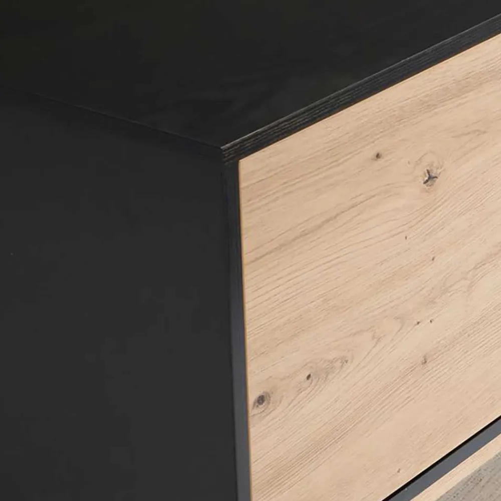 Wohnen TV Board in Eiche und Schwarz - Heraklion